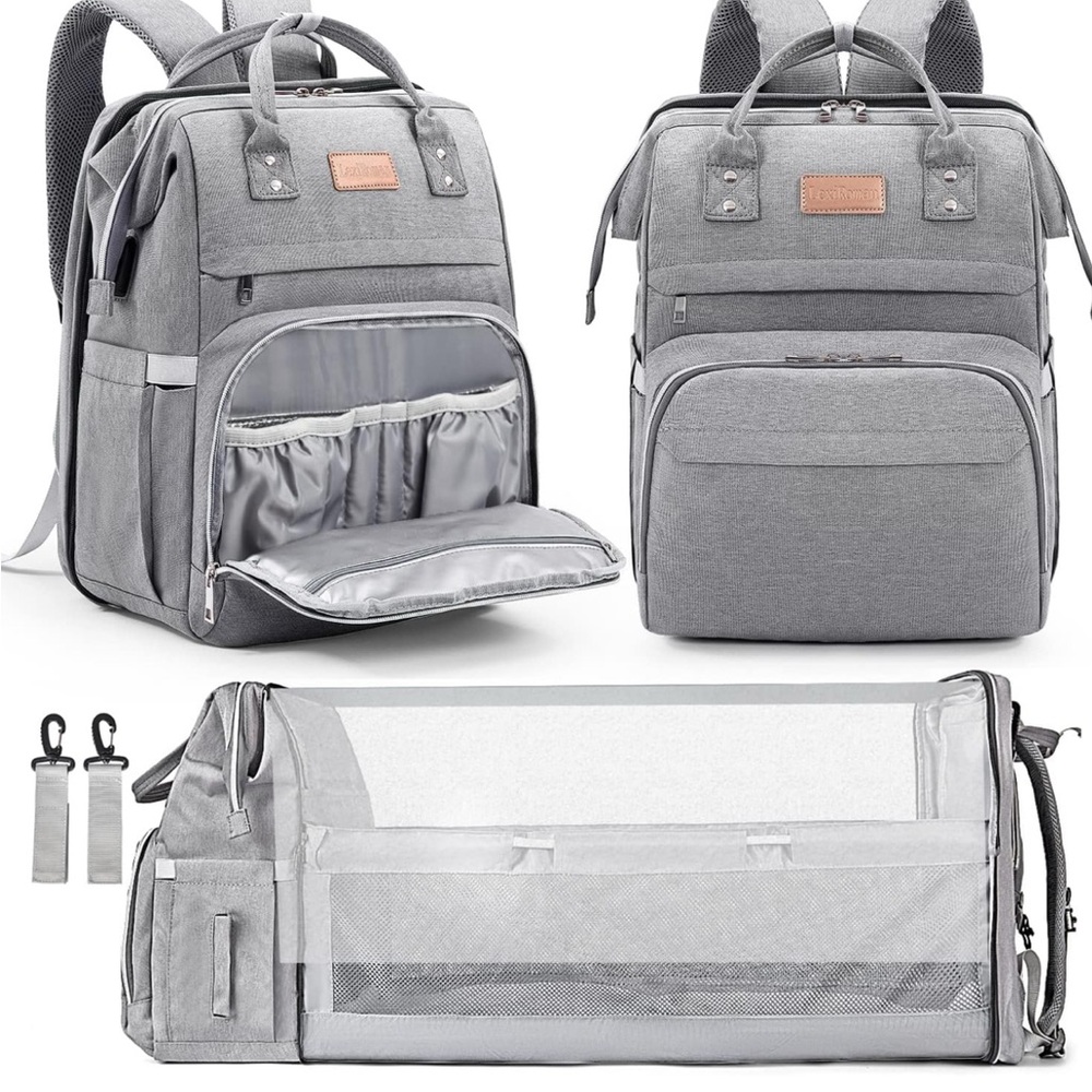 Gray Multi-Function Diaper Bag Backpack